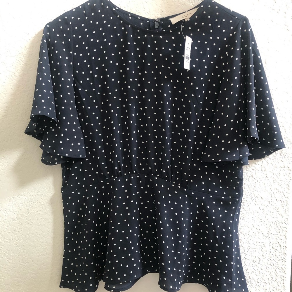 LOFT NWT Dotted Peplum Top!